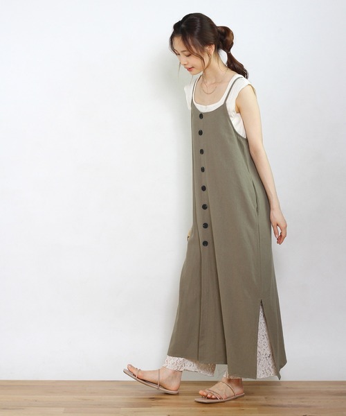 Crisp yours(クリスプユアーズ)の「【WEB限定】バックリボンストレートワンピース(ワンピース・レディース・ブラック/カーキ・FREE)」の3枚目の写真