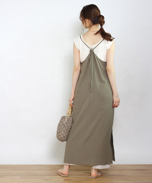 Crisp yours(クリスプユアーズ)の「【WEB限定】バックリボンストレートワンピース(ワンピース・レディース・ブラック/カーキ・FREE)」の5枚目の写真