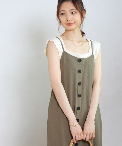 Crisp yours(クリスプユアーズ)の「【WEB限定】バックリボンストレートワンピース(ワンピース・レディース・ブラック/カーキ・FREE)」の6枚目の写真