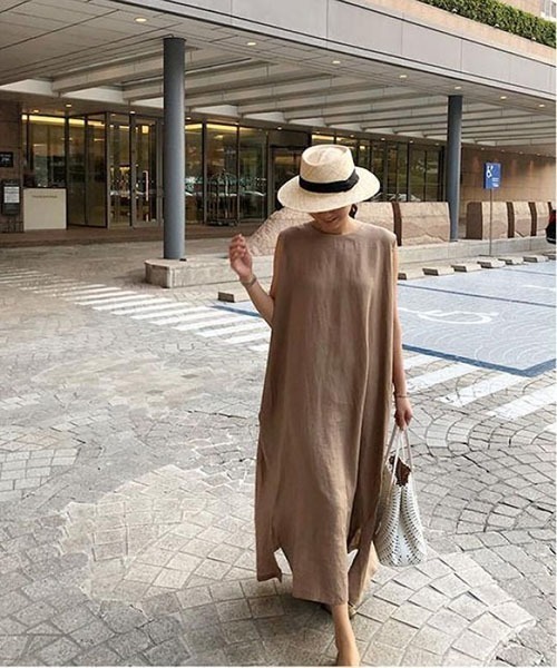 SVEC（シュベック）の「ノースリーブ ロング フレア ワンピース（ワンピース・レディース・ブラック/ブラウン/ベージュ・FREE）」の3枚目の写真