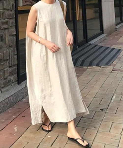 SVEC（シュベック）の「ノースリーブ ロング フレア ワンピース（ワンピース・レディース・ブラック/ブラウン/ベージュ・FREE）」の8枚目の写真