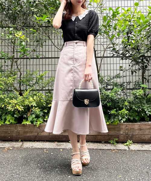 MAJESTIC LEGON（マジェスティックレゴン）の「♯パールハンドルハンゲツバッグ（ハンドバッグ・レディース・ブラック/ピンク・FREE）」の5枚目の写真