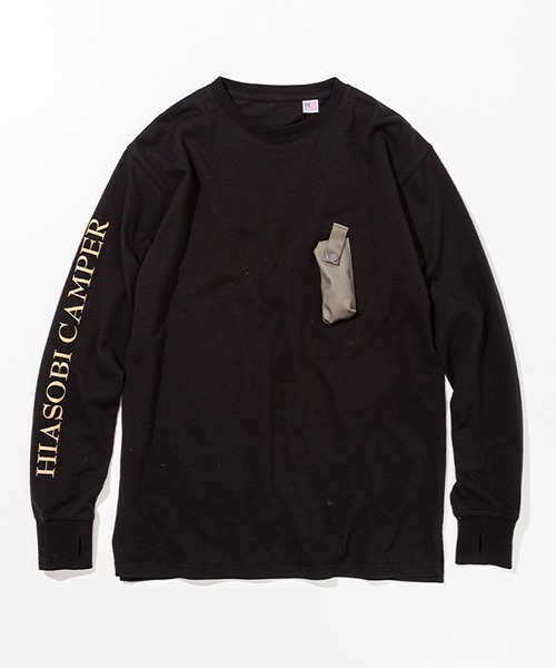 grn(ジーアールエヌ)の「grn outdoor ジーアールエヌ アウトドア HIASOBI CAMPER L/S TEE 火遊び キャンパー ロングTシャツ ロンT(Tシャツ/カットソー・メンズ・ブラック/オリーブ/キャメル・MEDIUM/LARGE/X-LARGE)」の5枚目の写真