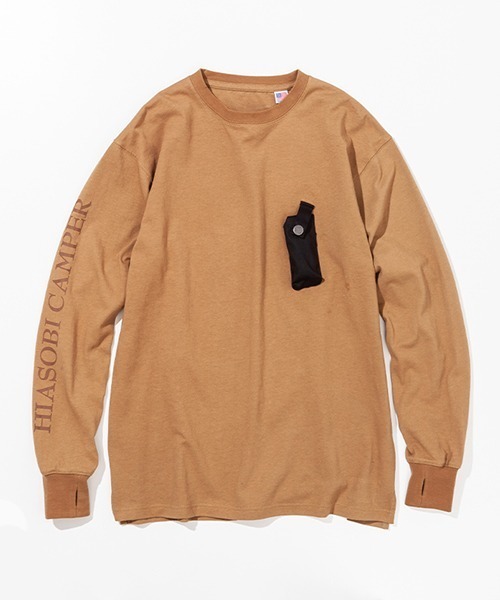 grn(ジーアールエヌ)の「grn outdoor ジーアールエヌ アウトドア HIASOBI CAMPER L/S TEE 火遊び キャンパー ロングTシャツ ロンT(Tシャツ/カットソー・メンズ・ブラック/オリーブ/キャメル・MEDIUM/LARGE/X-LARGE)」の6枚目の写真