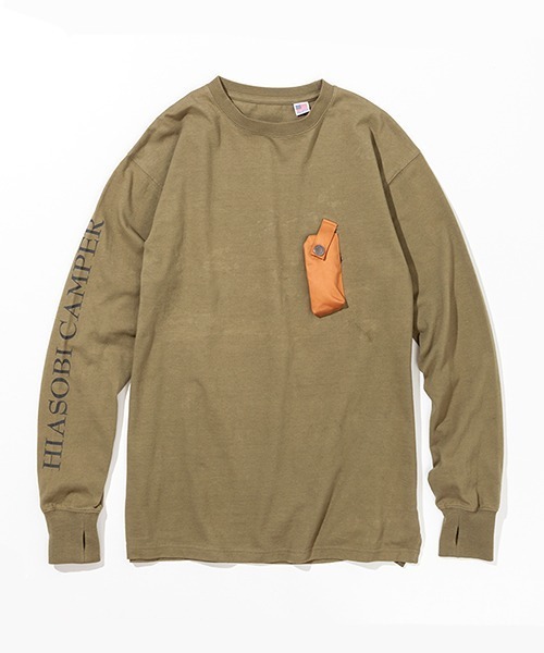 grn(ジーアールエヌ)の「grn outdoor ジーアールエヌ アウトドア HIASOBI CAMPER L/S TEE 火遊び キャンパー ロングTシャツ ロンT(Tシャツ/カットソー・メンズ・ブラック/オリーブ/キャメル・MEDIUM/LARGE/X-LARGE)」の7枚目の写真
