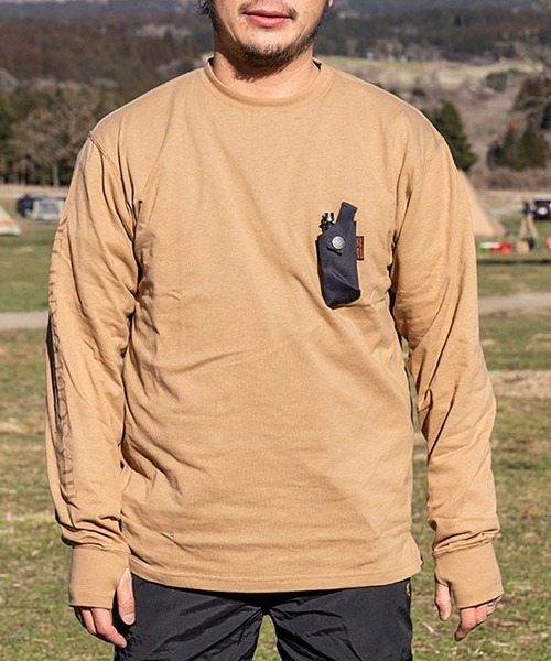 grn(ジーアールエヌ)の「grn outdoor ジーアールエヌ アウトドア HIASOBI CAMPER L/S TEE 火遊び キャンパー ロングTシャツ ロンT(Tシャツ/カットソー・メンズ・ブラック/オリーブ/キャメル・MEDIUM/LARGE/X-LARGE)」の14枚目の写真