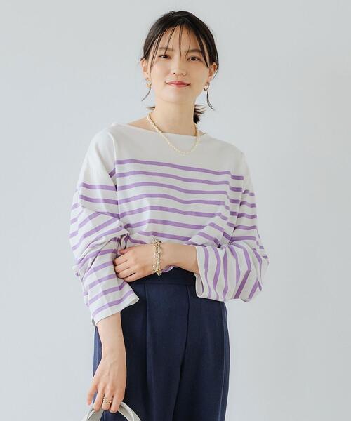 green label relaxing（グリーンレーベルリラクシング）の「パネル ボーダー バスク ロングスリーブ プルオーバー カットソー（Tシャツ/カットソー・レディース・ロイヤルブルー/オフホワイト/ライラック・FREE）」の3枚目の写真