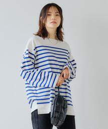 green label relaxing | パネル ボーダー バスク ロングスリーブ プルオーバー カットソー(Tシャツ/カットソー)