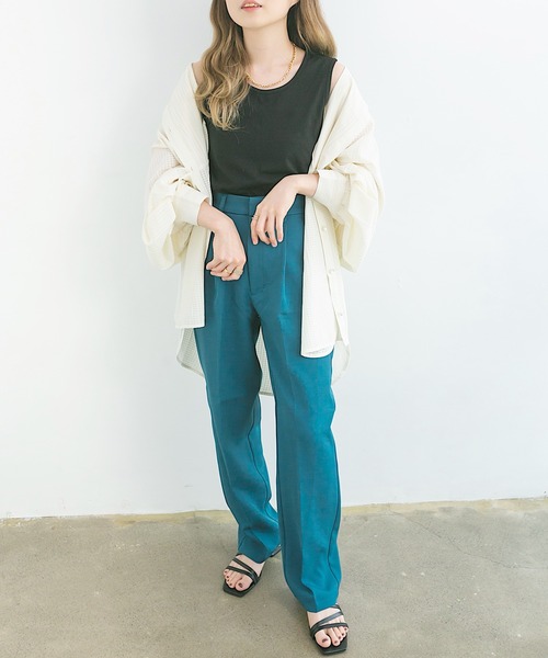 nemne store(ネンネストア)の「逃げ水が映る後開きノースリタンクトップ(タンクトップ・レディース・ブラック/オフホワイト/ミント・F)」の18枚目の写真