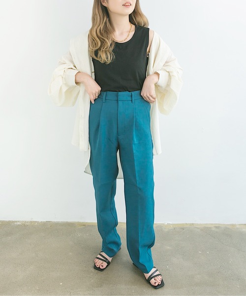 nemne store(ネンネストア)の「逃げ水が映る後開きノースリタンクトップ(タンクトップ・レディース・ブラック/オフホワイト/ミント・F)」の14枚目の写真