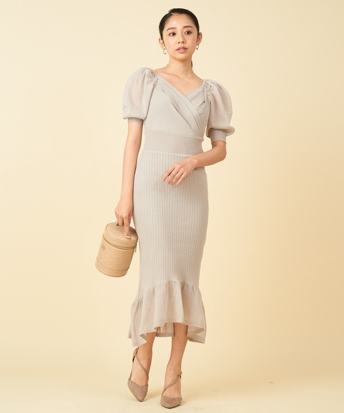 ROYAL PARTY(ロイヤルパーティー)の「カシュクールシアースリーブマーメイドワンピース(ワンピース・レディース・ピンク/ブラック/ライトグレー・FREE)」の6枚目の写真
