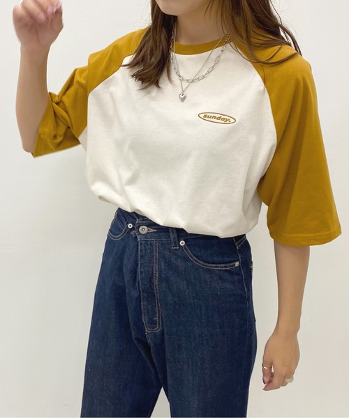 apres jour（アプレジュール）の「ラグランTシャツ【ZOZOTOWN限定アイテム】（Tシャツ/カットソー・レディース・ネイビー/グリーン/マスタード・X-LARGE/フリー）」の3枚目の写真