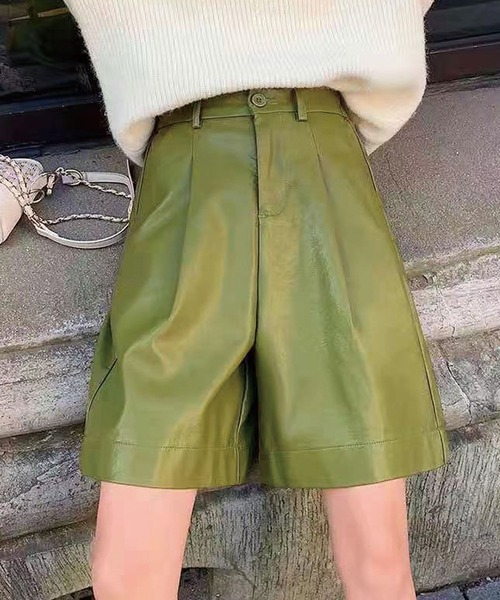 フェイクレザーハーフパンツ(グリーン)fakeleather halfpants