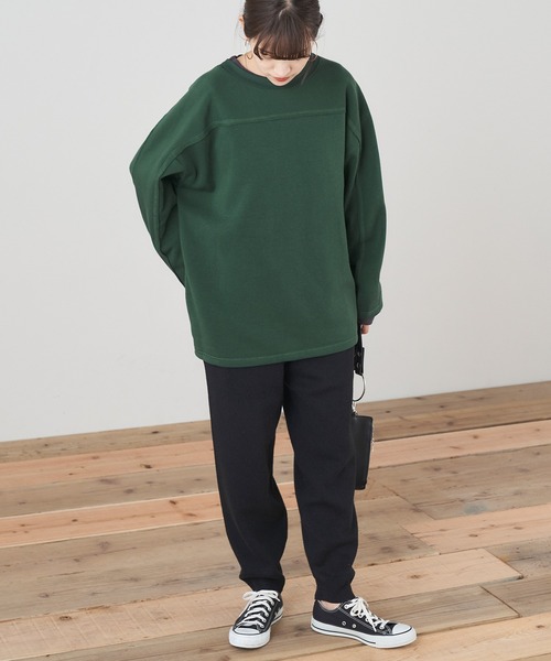 Chaco closet（チャコ クローゼット）の「オーバーサイズクルーネックスウェット2WAYカーデ（カーディガン/ボレロ・レディース・モカ/ダークオレンジ/ブラック/アイボリー/モスグリーン/カーキ/ブルーグレー/マスタード/ライトグリーン/ピンク・FREE）」の12枚目の写真