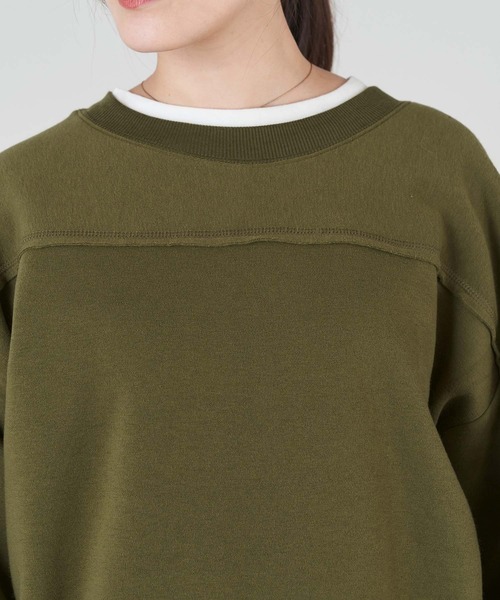 Chaco closet（チャコ クローゼット）の「オーバーサイズクルーネックスウェット2WAYカーデ（カーディガン/ボレロ・レディース・モカ/ダークオレンジ/ブラック/アイボリー/モスグリーン/カーキ/ブルーグレー/マスタード/ライトグリーン/ピンク・FREE）」の14枚目の写真