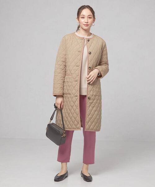 closet story（クローゼットストーリー）の「＜closet story（クローゼットストーリー）＞キルティング ノーカラー コート（ノーカラーコート・レディース・ブラック/ベージュ・FREE）」の4枚目の写真