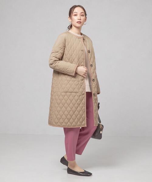 closet story（クローゼットストーリー）の「＜closet story（クローゼットストーリー）＞キルティング ノーカラー コート（ノーカラーコート・レディース・ブラック/ベージュ・FREE）」の9枚目の写真