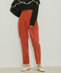 VIS | 【vis-`a-vis】ピンタックで脚長！ハイウエスト起毛カラーパンツ(スラックス)