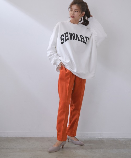 VIS（ビス）の「【WEB限定】ピンタックで脚長！ハイウエスト起毛カラーパンツ（スラックス・レディース・オレンジ/グリーン/ラベンダー/キナリ・SS/S/M/L）」の13枚目の写真