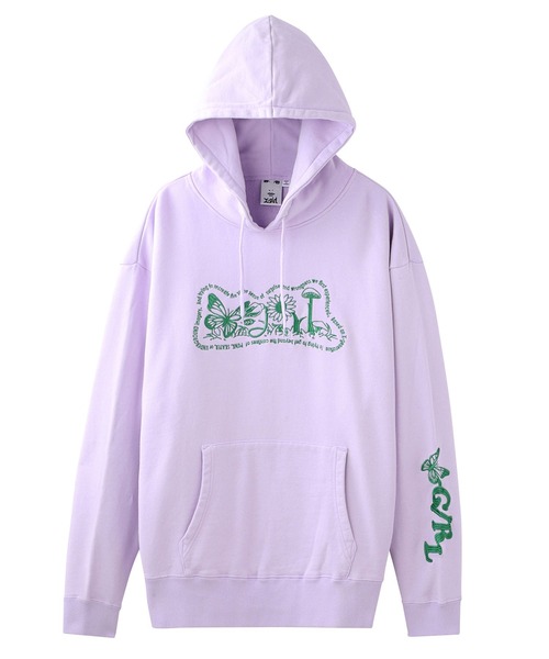 X-girl(エックスガール)の「FLOWERS LOGO SWEAT HOODIE(パーカー・レディース・ライトパープル/オリーブ/チャコール・S/XL/M/L)」の20枚目の写真