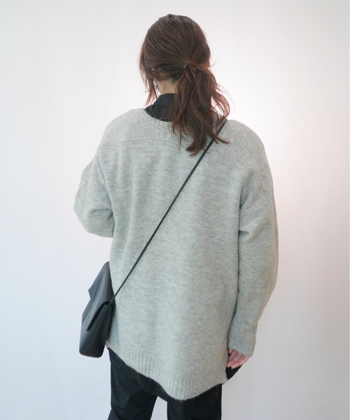 AZUL ENCANTO（アズールエンカント）の「杢ストレッチ スウェットライク キーネック ニット（ニット/セーター・レディース・ブラック/グレー/オフホワイト・FREE）」の10枚目の写真