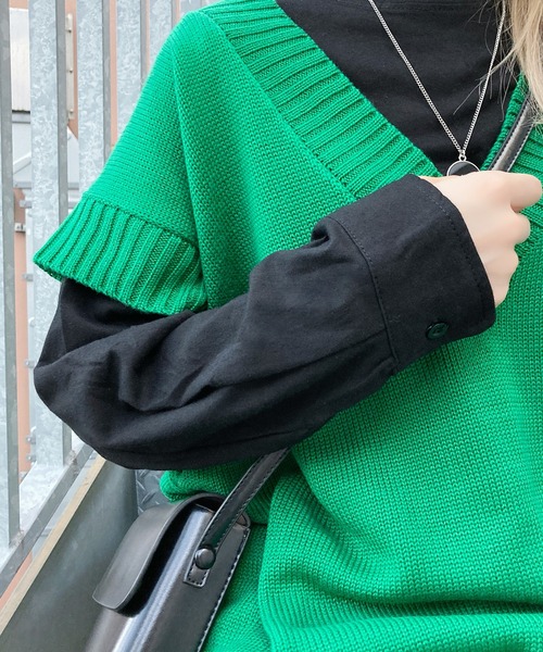 Figments（フィグメンツ）の「カフスロンT（Tシャツ/カットソー・レディース・ブラック/ホワイト・FREE）」の6枚目の写真