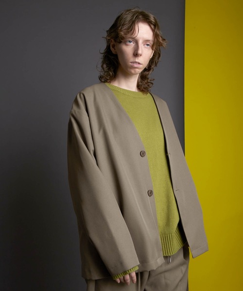 ENDER PRODUCTS（エンダープロダクツ）の「◆上下セット◆ビッグシルエット スタプレセットアップ/ノーカラージャケット/イージータックテーパードパンツ【ENDER PRODUCTS/エンダープロダクツ】（ノーカラージャケット・メンズ・ブラック/ブラウン/カーキ/チャコールグレー/グレイッシュベージュ・M/L）」の19枚目の写真