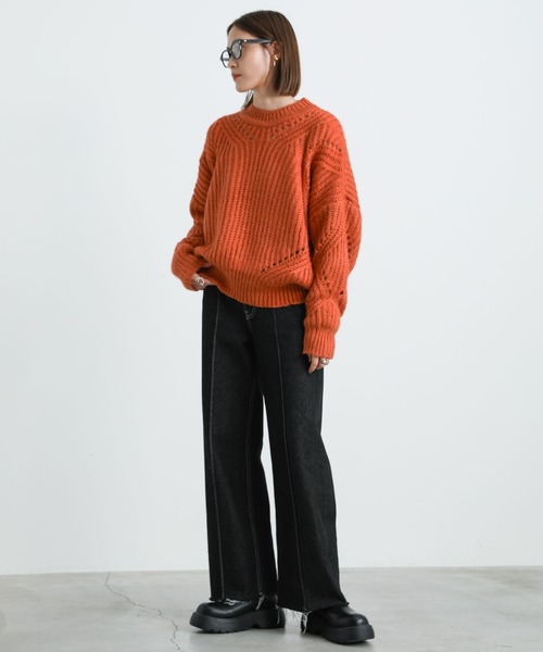 select MOCA(セレクトモカ)の「2021 AW クルーネックボリュームリブニット(ニット/セーター・レディース・オリーブ/オレンジ/チャコール・FREE)」の13枚目の写真