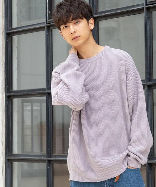 coen（コーエン）の「ヘビーアゼクルーネックニット（ニット/セーター・メンズ・オフホワイト/ブラック/ライトブルー/ライラック・MEDIUM/X-LARGE/SMALL/LARGE）」の4枚目の写真
