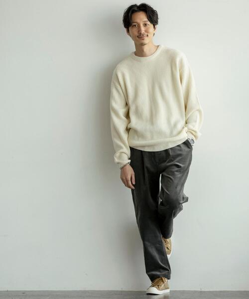 coen（コーエン）の「ヘビーアゼクルーネックニット（ニット/セーター・メンズ・オフホワイト/ブラック/ライトブルー/ライラック・MEDIUM/X-LARGE/SMALL/LARGE）」の6枚目の写真