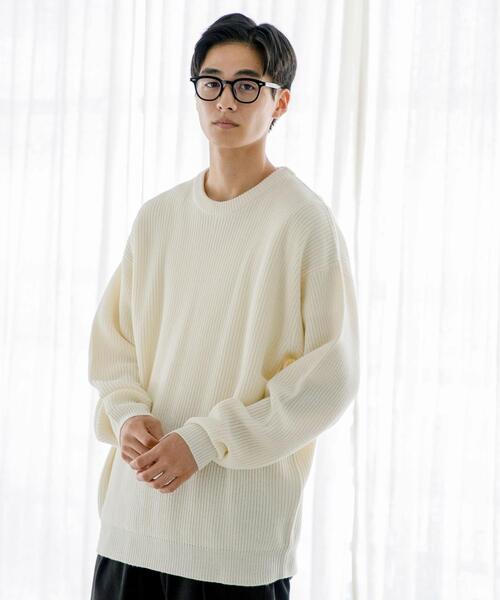 coen（コーエン）の「ヘビーアゼクルーネックニット（ニット/セーター・メンズ・オフホワイト/ブラック/ライトブルー/ライラック・MEDIUM/X-LARGE/SMALL/LARGE）」の7枚目の写真