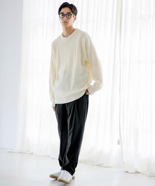 coen（コーエン）の「ヘビーアゼクルーネックニット（ニット/セーター・メンズ・オフホワイト/ブラック/ライトブルー/ライラック・MEDIUM/X-LARGE/SMALL/LARGE）」の8枚目の写真