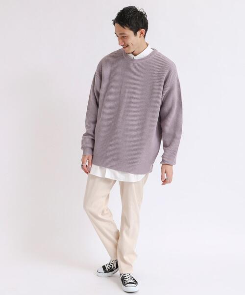 coen（コーエン）の「ヘビーアゼクルーネックニット（ニット/セーター・メンズ・オフホワイト/ブラック/ライトブルー/ライラック・MEDIUM/X-LARGE/SMALL/LARGE）」の19枚目の写真