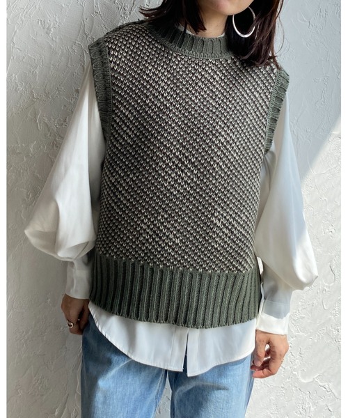 She's Closet（シーズクローゼット）の「リバーシブルバルキー花柄ニットベスト（ベスト・レディース・ブラック/グリーン/モカ・FREE）」の20枚目の写真