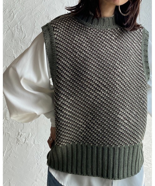 She's Closet（シーズクローゼット）の「リバーシブルバルキー花柄ニットベスト（ベスト・レディース・ブラック/グリーン/モカ・FREE）」の21枚目の写真