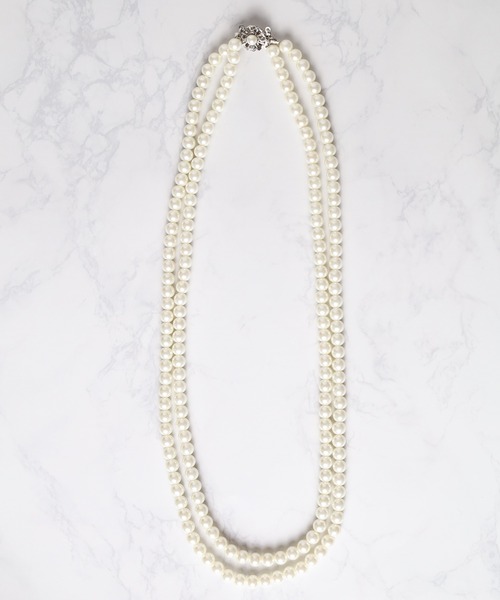 Mag.（マグ）の「【24inch】7mmWガラスパールネックレス（ネックレス・レディース・ホワイト/グレー・FREE）」の2枚目の写真