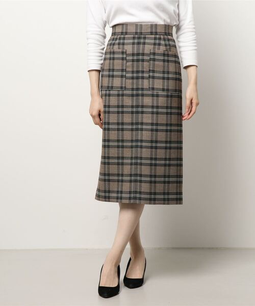 Te chichi CLASSIC（テチチクラシック）の「チェックタイトスカート（スカート・レディース・ベージュ/ネイビー・MEDIUM/SMALL）」の2枚目の写真
