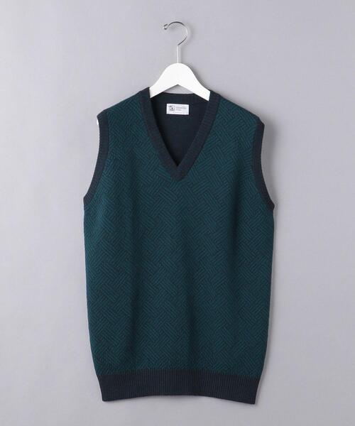 Johnstons of Elgin（ジョンストンズオブエルガン）の「＜JOHNSTONS（ジョンストンズ）＞ ジャカード ニット ベスト（ニット/セーター・メンズ・ブラック/ターコイズブルー・S/M/L/XL/XS）」の2枚目の写真