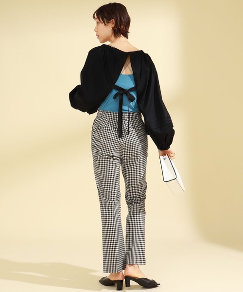 Ray BEAMS（レイビームス）の「Ray BEAMS / チェック ストレッチ パンツ（その他パンツ・レディース・ブラック/ベージュ・0/1）」の4枚目の写真