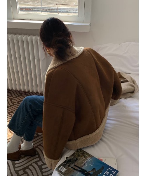 MINS MINIS(ミンスミニス)の「ステンカラールーズムートンジャケット(ムートンコート・レディース・ブラウン/キャメル・FREE)」の18枚目の写真