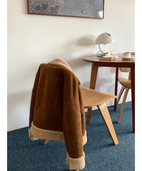 MINS MINIS(ミンスミニス)の「ステンカラールーズムートンジャケット(ムートンコート・レディース・ブラウン/キャメル・FREE)」の4枚目の写真