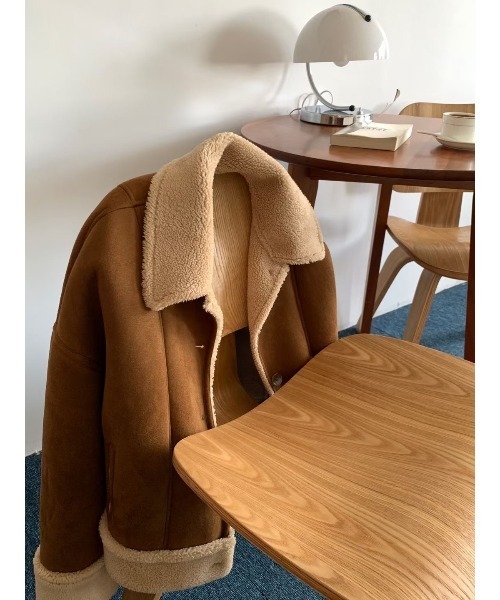 MINS MINIS(ミンスミニス)の「ステンカラールーズムートンジャケット(ムートンコート・レディース・ブラウン/キャメル・FREE)」の3枚目の写真
