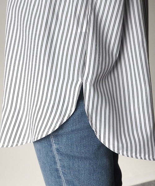 Riberry（リベリー）の「前後2WAYギャザーストライプシャツ（シャツ/ブラウス・レディース・ネイビー/オフホワイト・MEDIUM）」の16枚目の写真