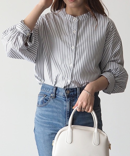Riberry（リベリー）の「前後2WAYギャザーストライプシャツ（シャツ/ブラウス・レディース・ネイビー/オフホワイト・MEDIUM）」の22枚目の写真