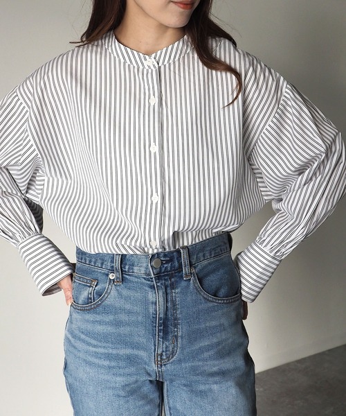 Riberry（リベリー）の「前後2WAYギャザーストライプシャツ（シャツ/ブラウス・レディース・ネイビー/オフホワイト・MEDIUM）」の18枚目の写真