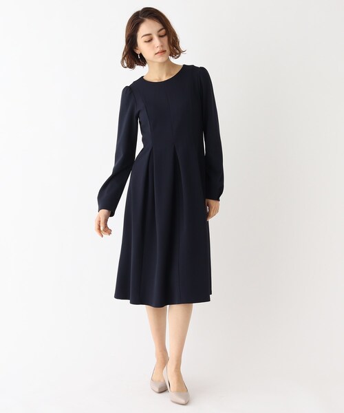 index（インデックス）の「◆カットジョーゼットフレアワンピース【WEB限定サイズ】（ワンピース・レディース・ライトグレー/ネイビー/サックスブルー・40/38/42/36）」の4枚目の写真