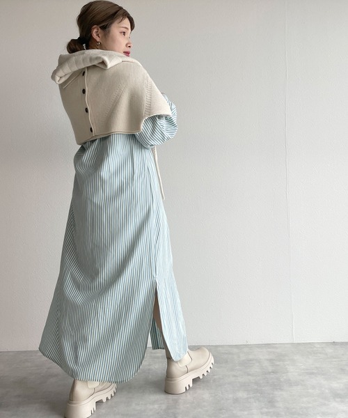 w closet（ダブルクローゼット）の「先染めストライプシャツワンピース（シャツワンピース・レディース・グリーン系その他/ブルー系その他/ピンク系その他・FREE）」の6枚目の写真