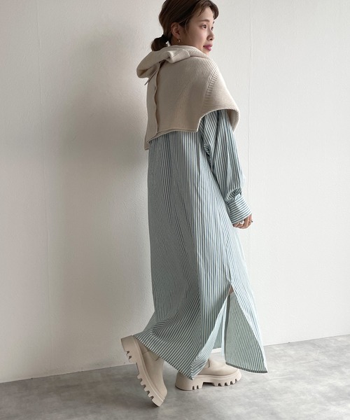 w closet（ダブルクローゼット）の「先染めストライプシャツワンピース（シャツワンピース・レディース・グリーン系その他/ブルー系その他/ピンク系その他・FREE）」の9枚目の写真