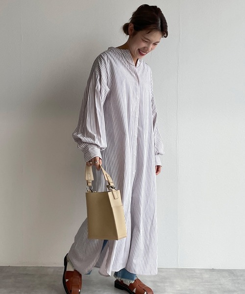 w closet（ダブルクローゼット）の「先染めストライプシャツワンピース（シャツワンピース・レディース・グリーン系その他/ブルー系その他/ピンク系その他・FREE）」の10枚目の写真