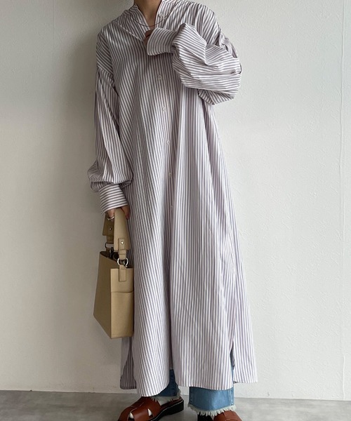 w closet（ダブルクローゼット）の「先染めストライプシャツワンピース（シャツワンピース・レディース・グリーン系その他/ブルー系その他/ピンク系その他・FREE）」の13枚目の写真